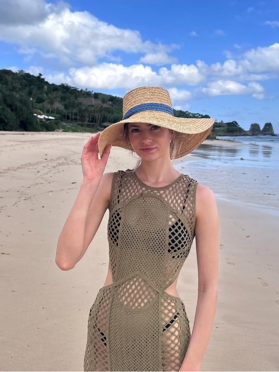 Zara Khaki Olive Green Knit Crochet Cut Out Swim Cover Mini Dress Size Medium - Picture 5 of 13